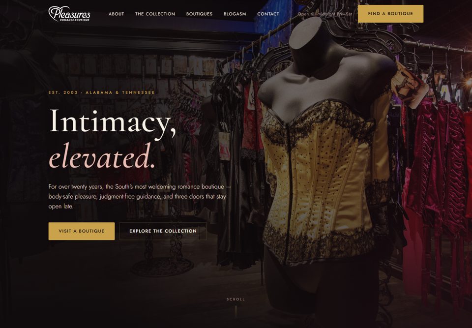 Pleasures Boutique website concept
